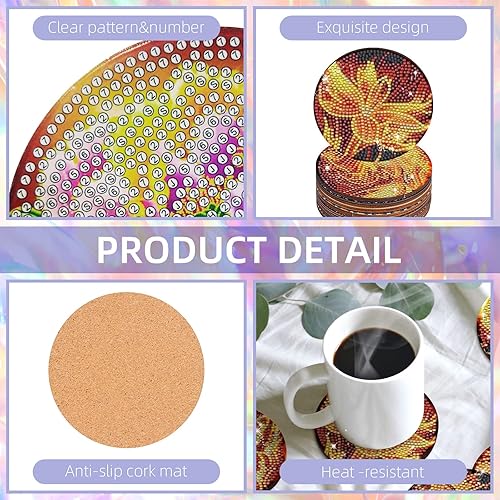 Miniatura 4 de Cskunxia Juego de 8 posavasos con pintura de diamante, posavasos redondos para manualidades, para tazas, jarrones, 3.9 in3.9 pulgadas