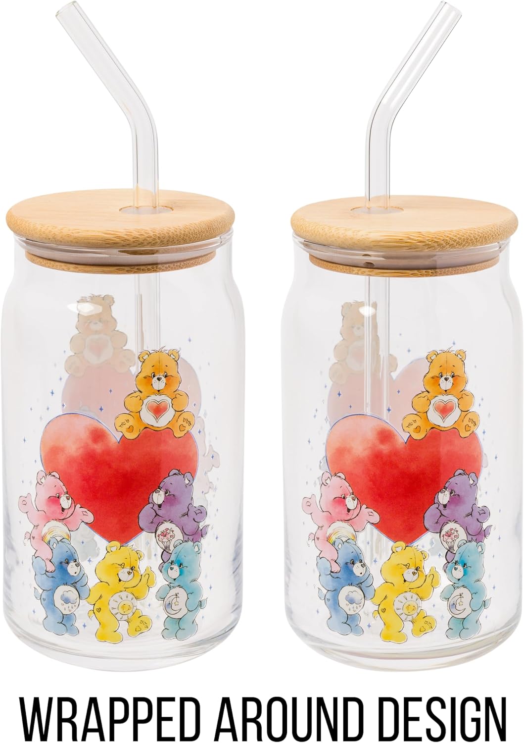 Silver Buffalo Care Bears, Glass Tumbler, 16oz