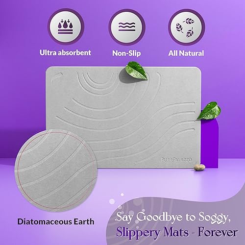 Miniatura 3 de PURRPALAZZO Tapete de baño de piedra de ducha de alta calidad con organizador de piedra, tapete de piedra de baño de secado rápido, súper