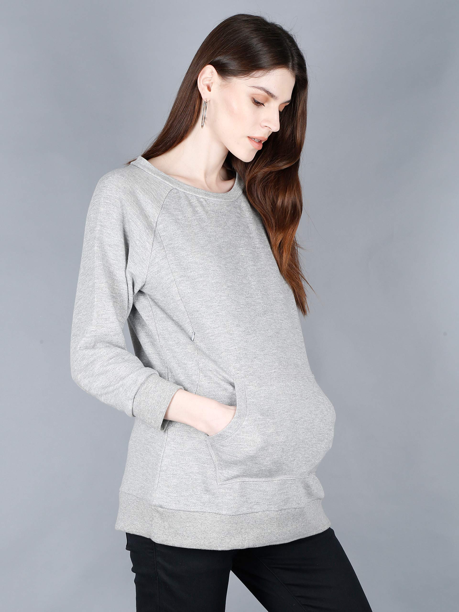 The Mom Store Maternity & Nursing Sweatshirt (Grey, XL) 2