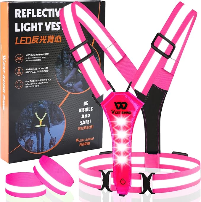 Reflective Vest For Women Zacro LED Reflective Vest Running Gear, 5 Lights Colors High - Want It All Reflective Running Vest