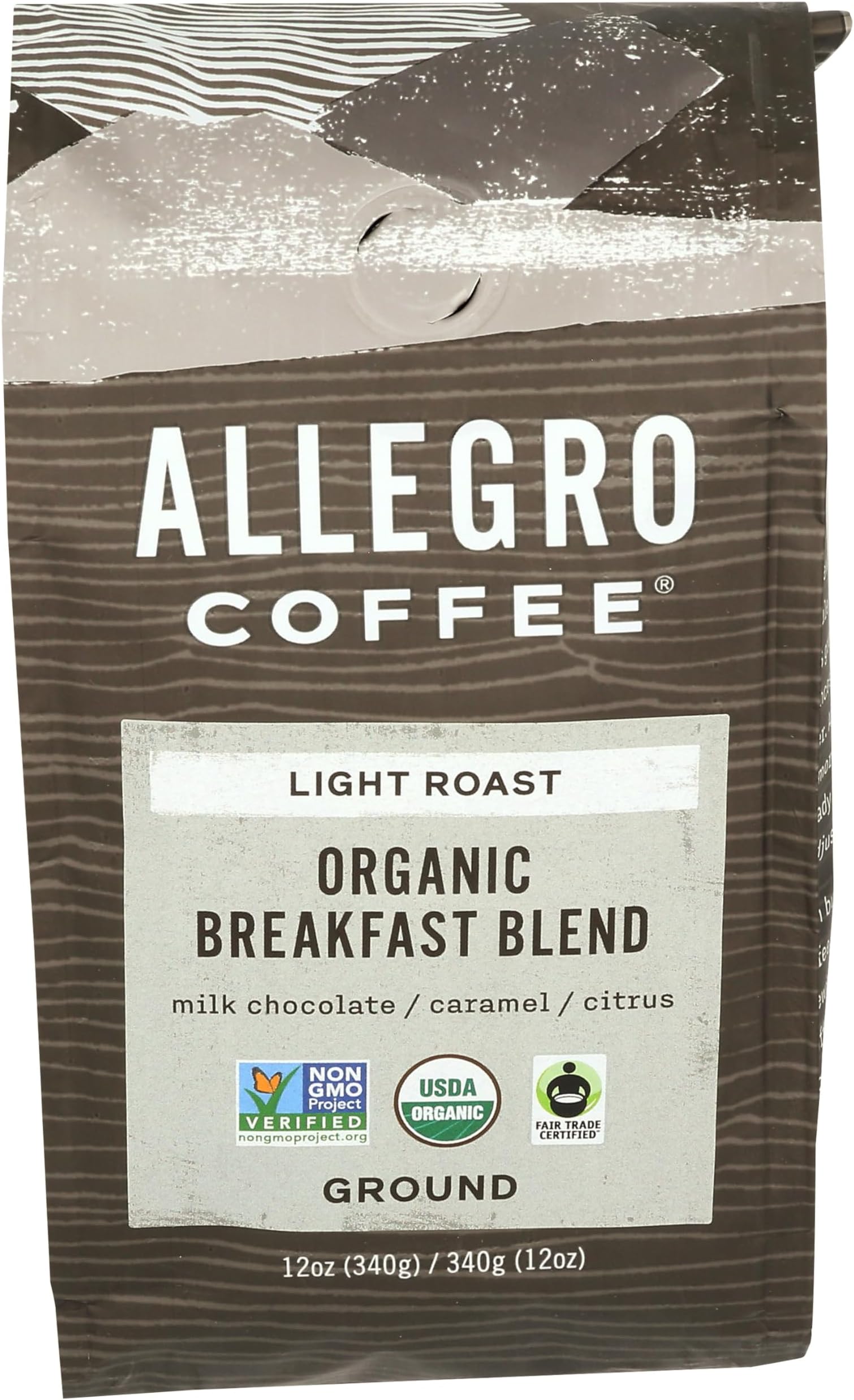 Allegro Coffee Organic Breakfast Blend Ground Coffee, 12 oz