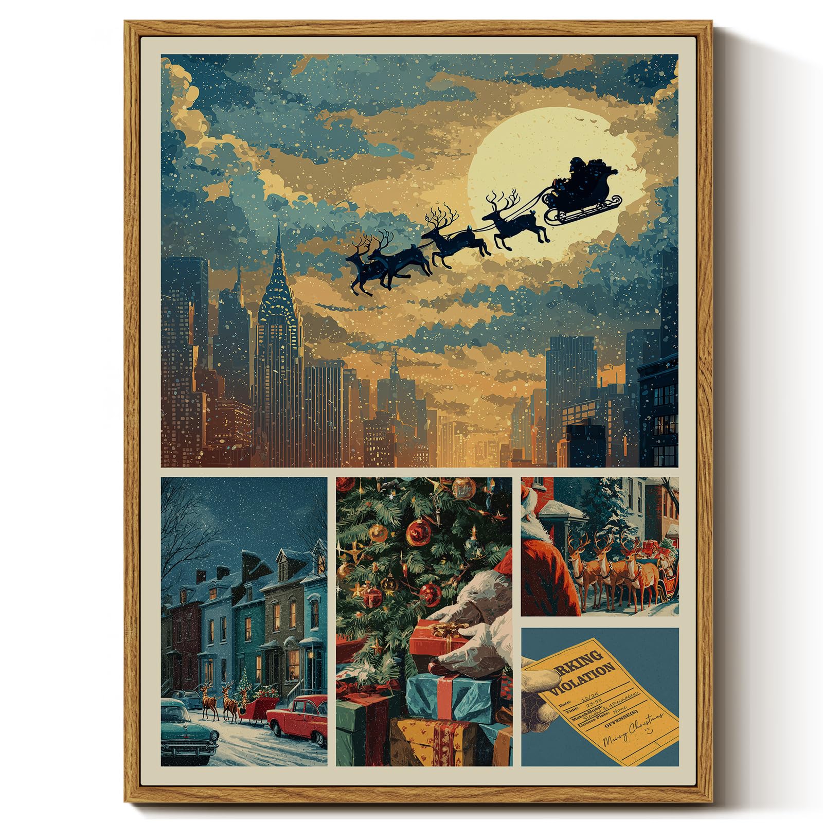 InSimSea Christmas Decor Framed Wall Art, Traffic violation ticket Canvas Painting, American comics Holiday decor Unique Christmas Gifts For Table Wall Farmhouse Mantel Home Office 16L x 12W — image 1