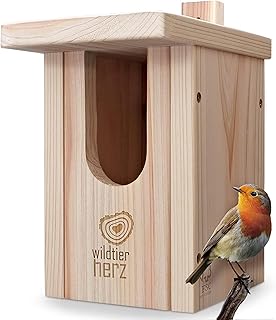 Wild Animal Heart Nesting Box for Robins Made of Solid Wood - Screwed Weatherproof Untreated Nesting Aid for Alcove Breeders product image