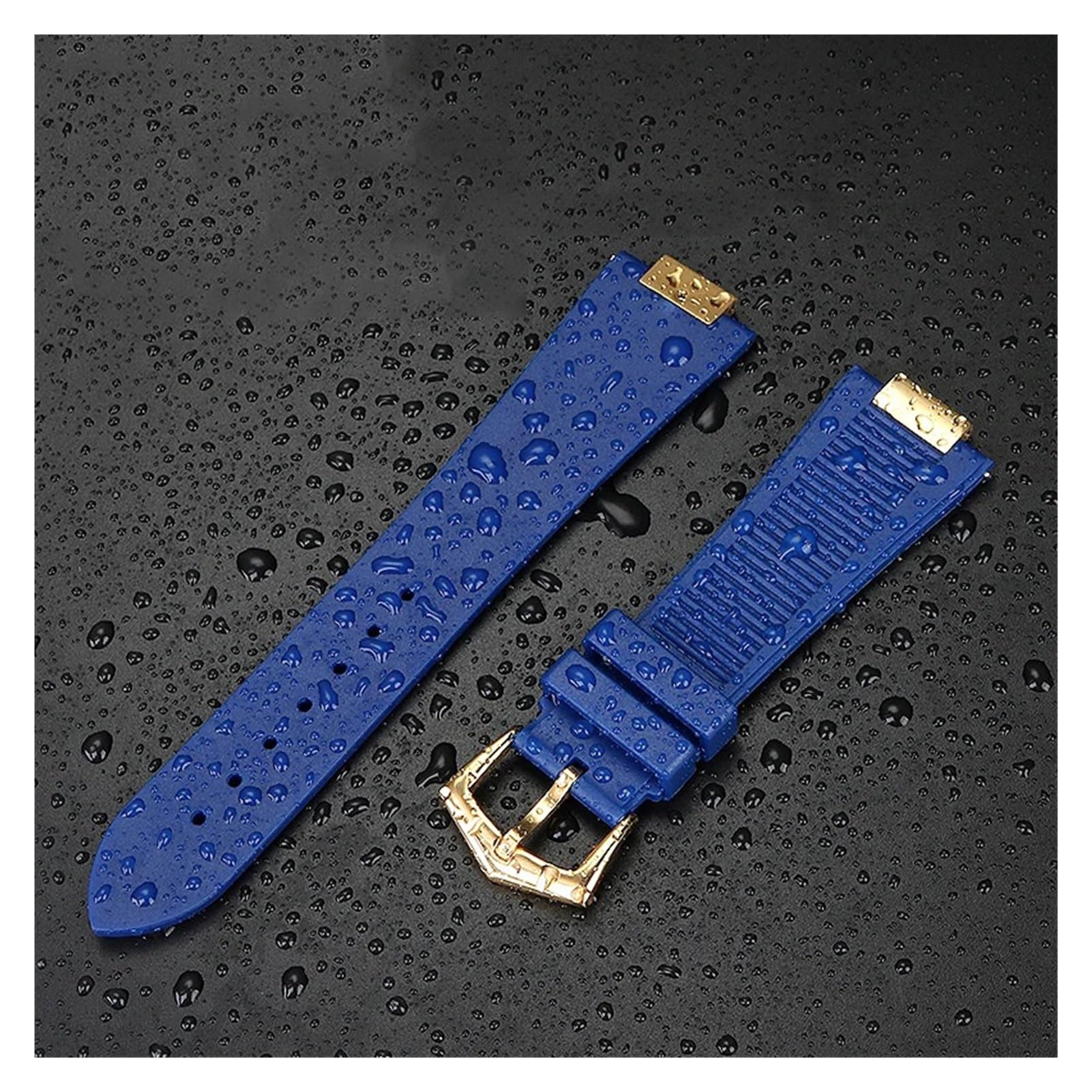 Bracelet de montre en caoutchouc de silicone 25 x 13 mm, compatible avec les séries Pa-tek Philippe Nautilus 5711/5712/5980, bracelet de sport étanche, marron et bleu