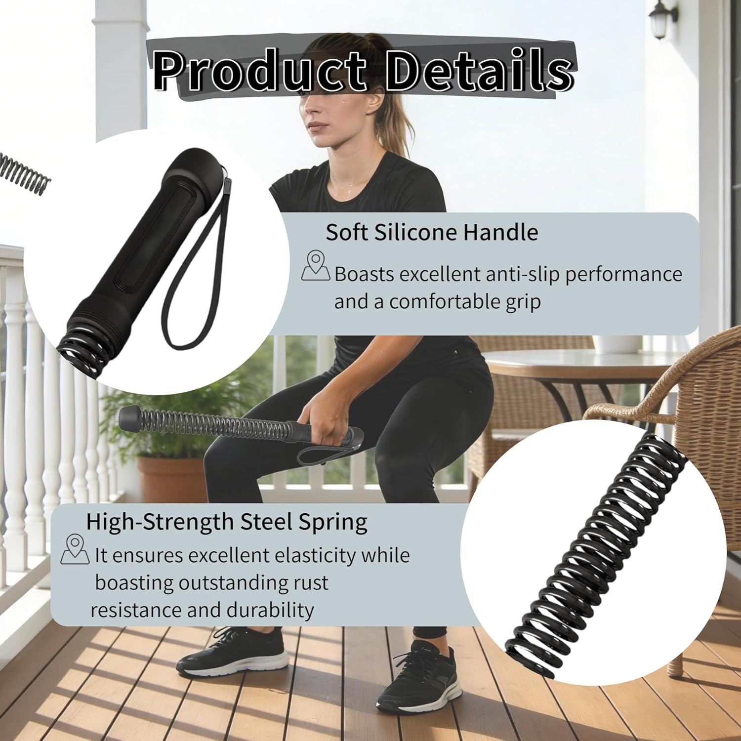 Ropeless Battle Ropes for Home Gym for Men & Women, Portable Cordless Weighted Workout Rope Set with Storage Bag & Workout Guide, Cordless Battle Ropes Alternative for HIIT Cardio(Black)