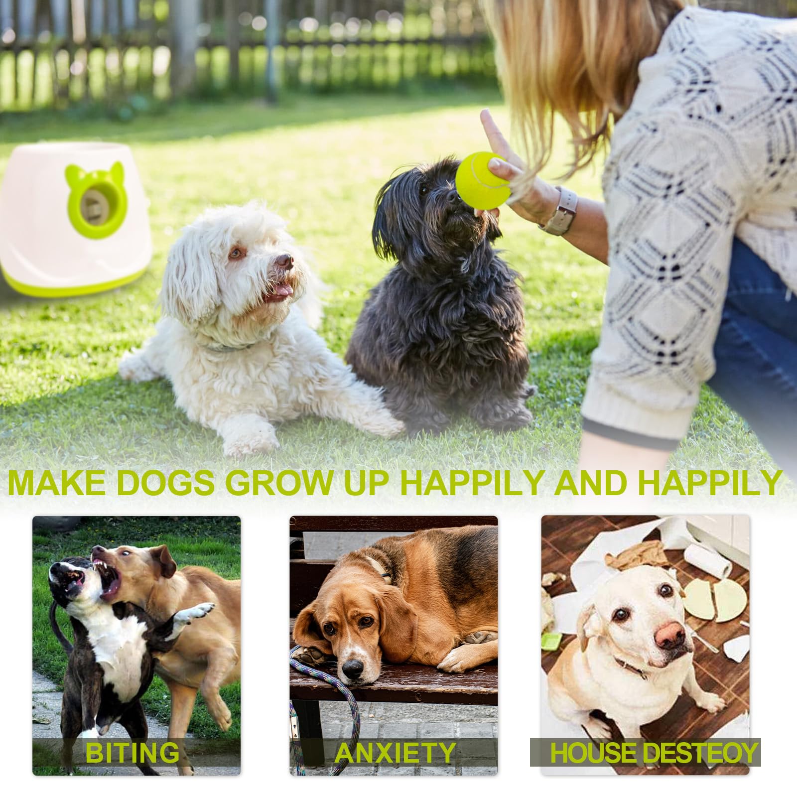 BESTHLS Lanceur automatique de balles de tennis interactif pour chien de petite et moyenne taille Distance de 3 à 9 m (Blanc2, télécommande incluse)