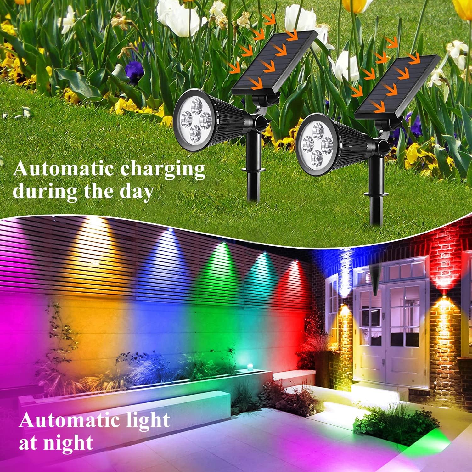SOLARBABY Set of 2 Solar Outdoor Spotlights, LED Solar Outdoor Light, Waterproof IP65 Solar Light - Image 3