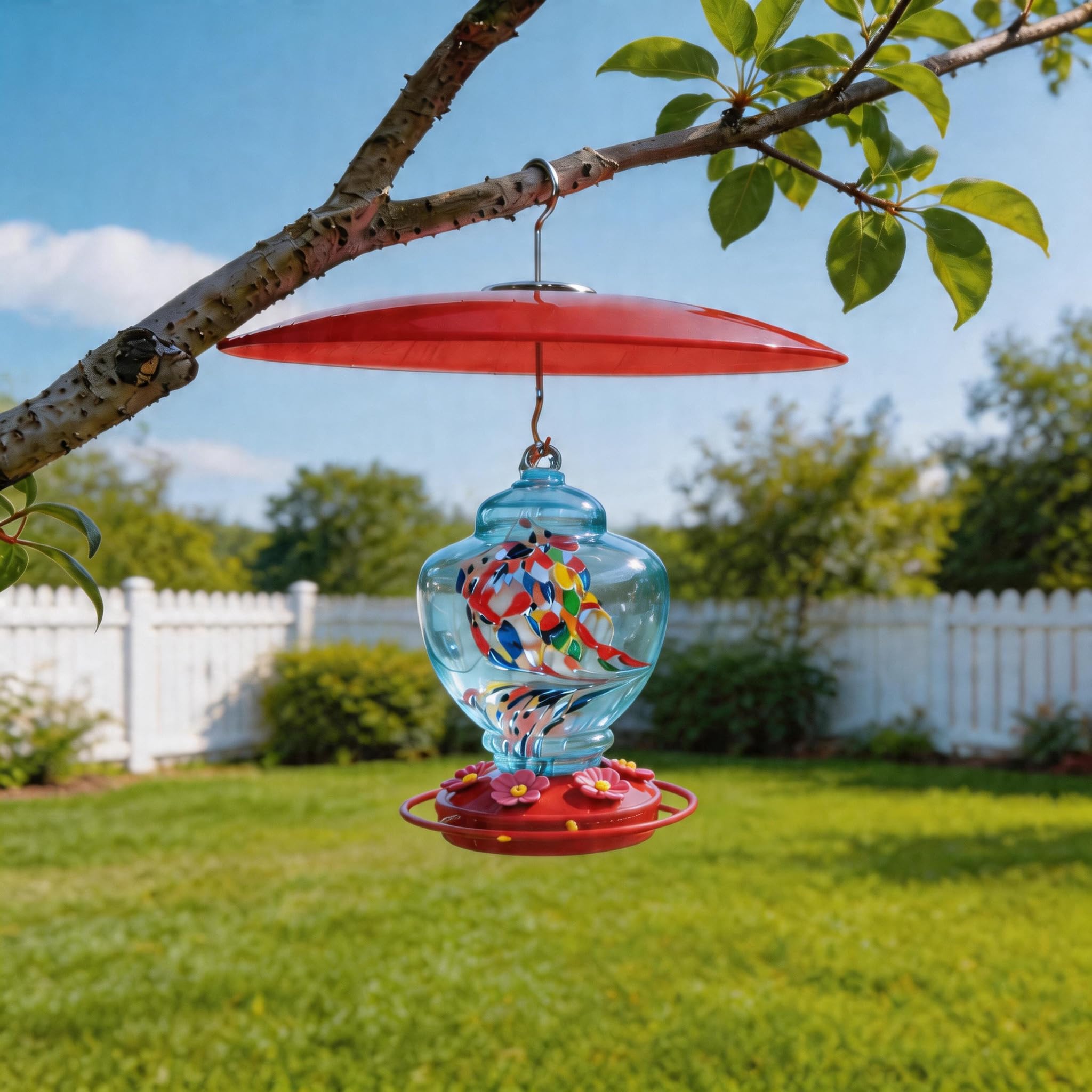 Deflector de ardilla de vidrio para comederos de pájaros, 2 unidades, color rojo de 13 pulgadas, gran cúpula protectora para colgar contra el clima, 33 cm de diámetro