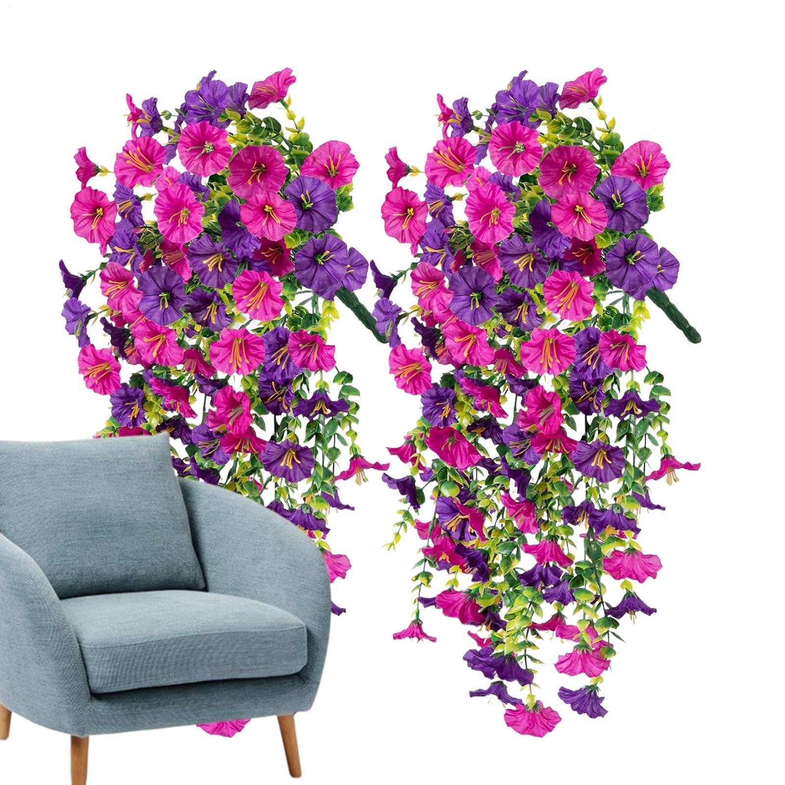 Fleurs Artificielles Suspendues - Pétunias En Soie - Lot De 2 - Décoration Maison Et Jardin Sans Entretien