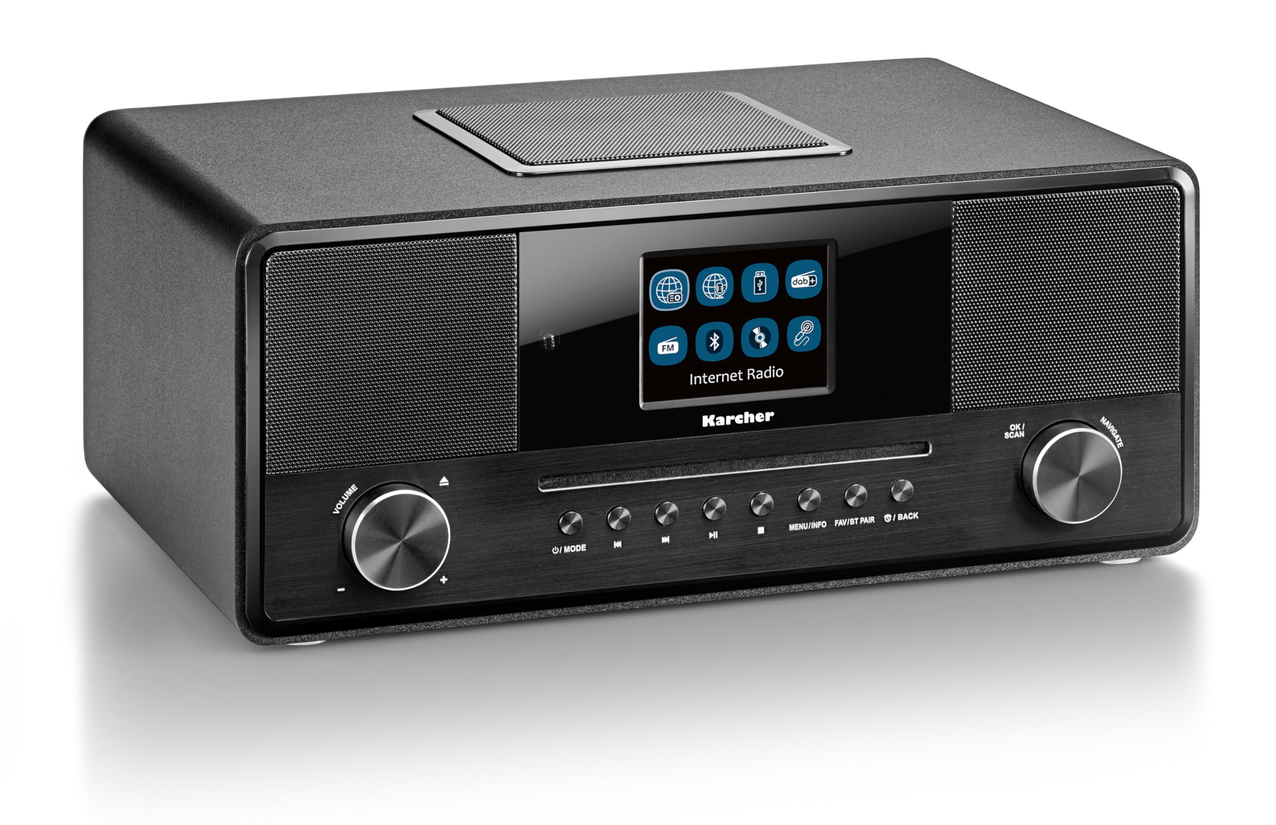 Karcher DAB 9000CDi Radio Internet z czytnikiem CD DAB+ UKW-RDS WLAN Bluetooth USB AUX-IN Podwójny budzik Subwoofer Czarny