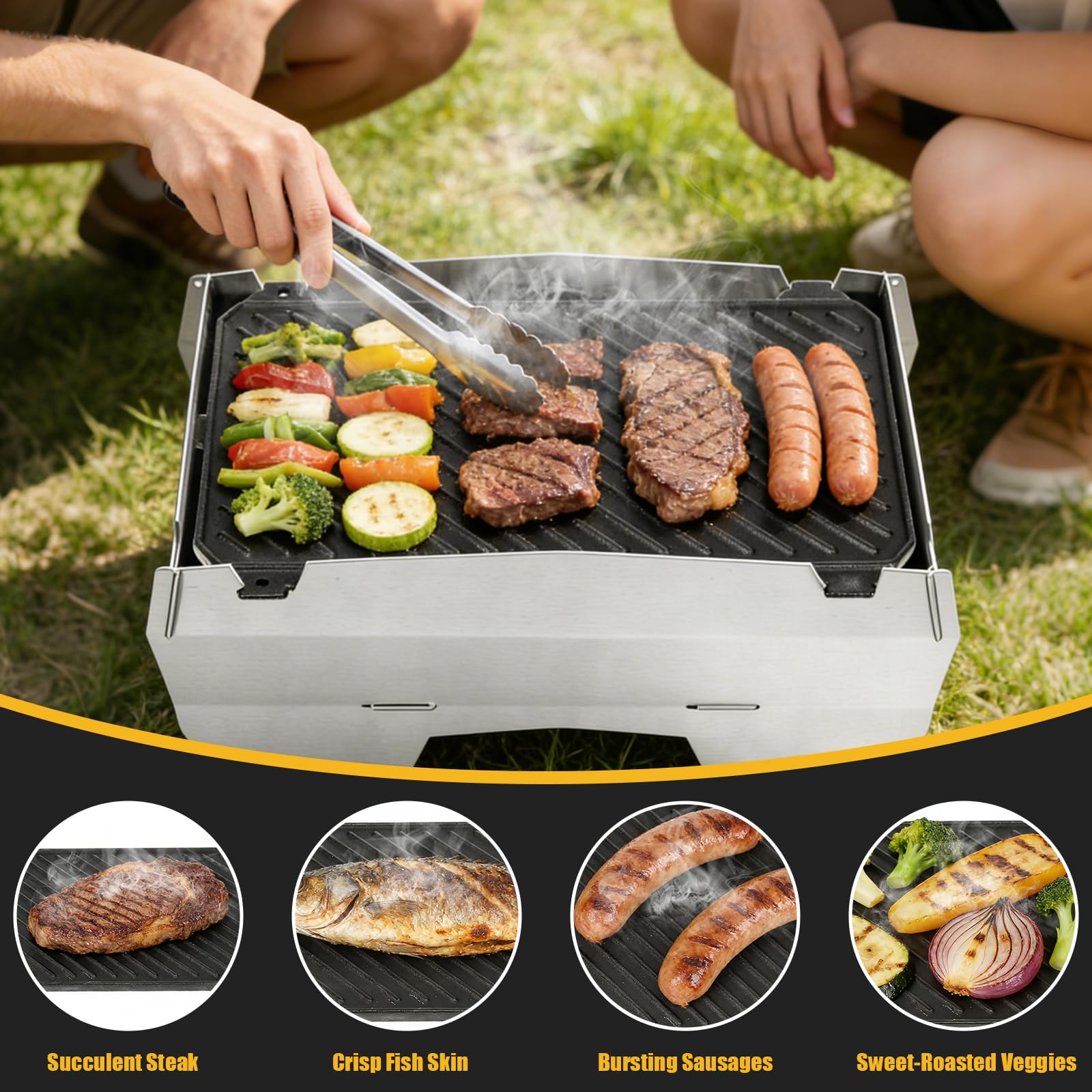 ZXLIHS Piastra Grill in ghisa Adatta per Skoda Grill, plancha e Piastra 2 in 1, Piastra Grill Solida Reversibile per Carne, Pesce, Verdure e Colazione