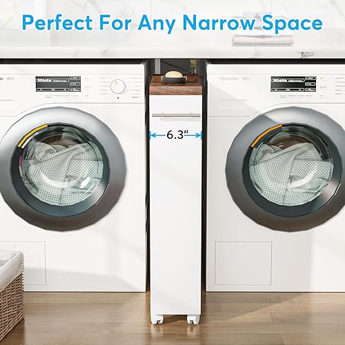 Miniatura 4 de Tribesigns Carrito de almacenamiento delgado, carrito de cocina estrecho con ruedas para lugares pequeños, carrito de 4 niveles deslizante delgado