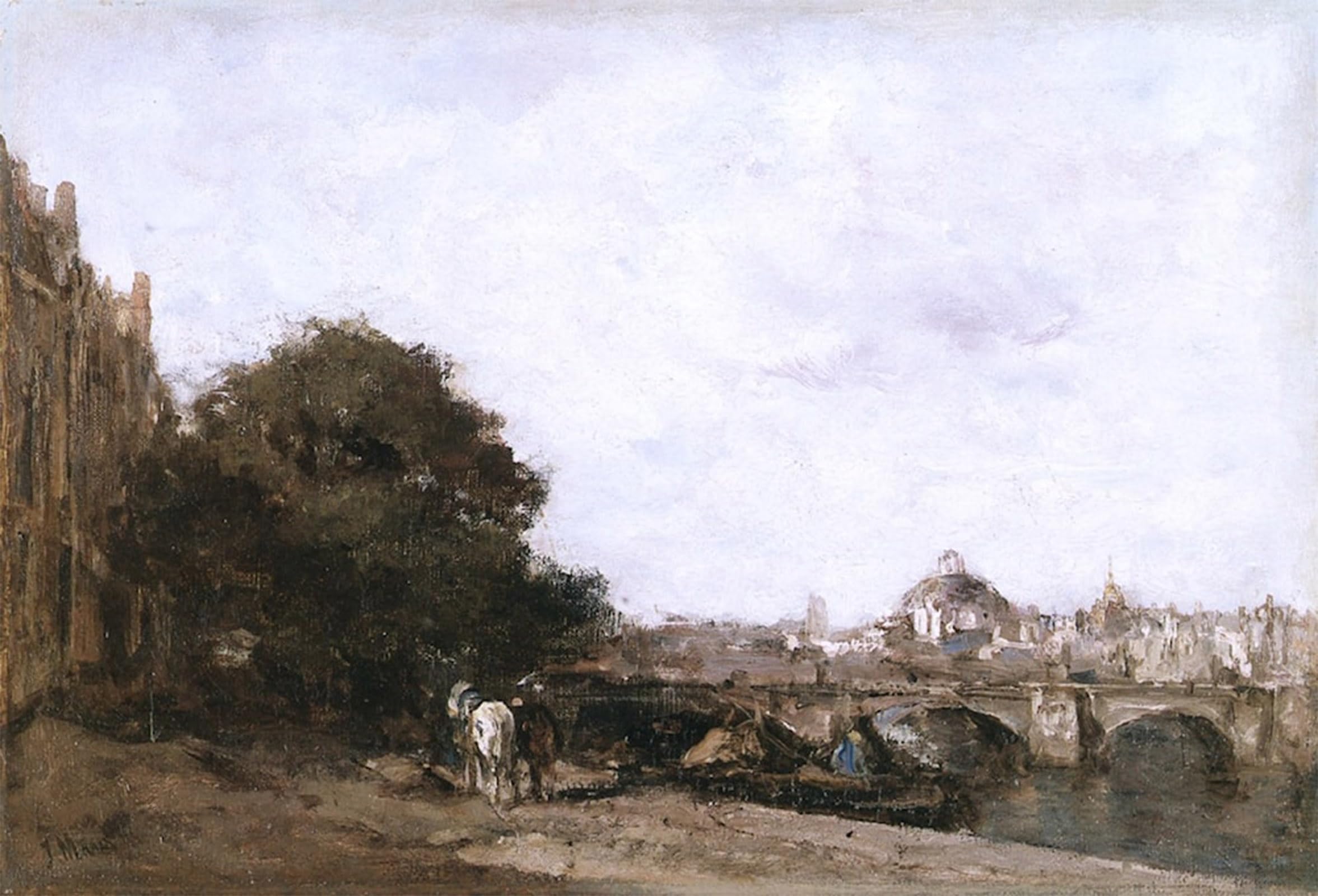 ARTXLXXBN Famous Painting Art Wall Decor Abstract Art Picture View of the Tiber River with Hadrian's Villa by Jacob Henricus Maris Animal Pictures for Home Decor 60x90cm