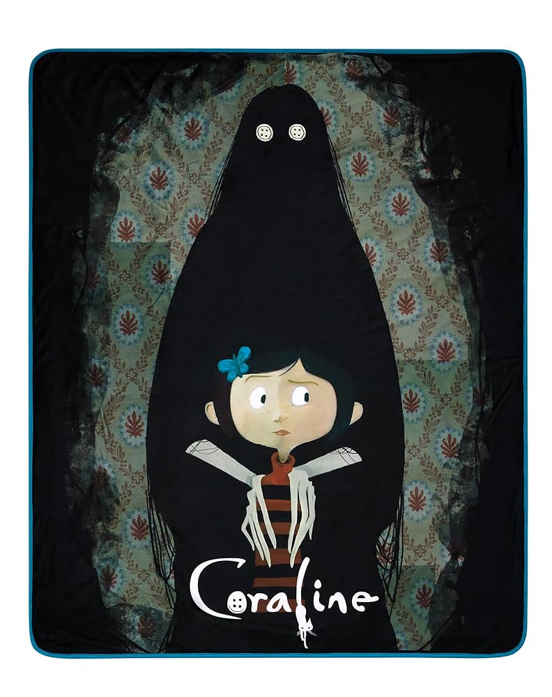 Spirit Halloween Coraline Reversible Fleece Blanket