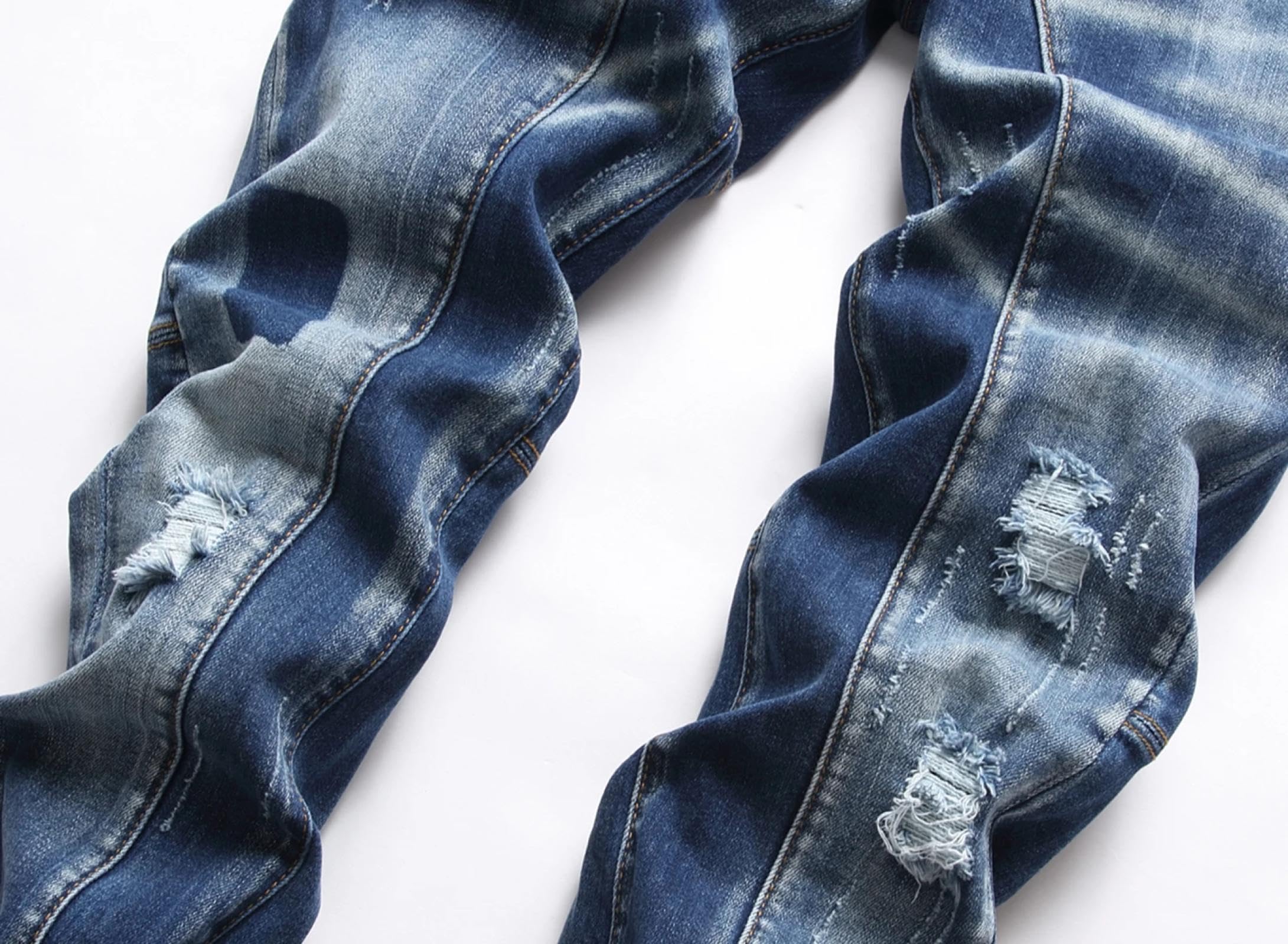 Jeans Pantalon Männer Jeans Löcher Lange Hosen Männermode Stretch Slim Hosen Herrenjeans
