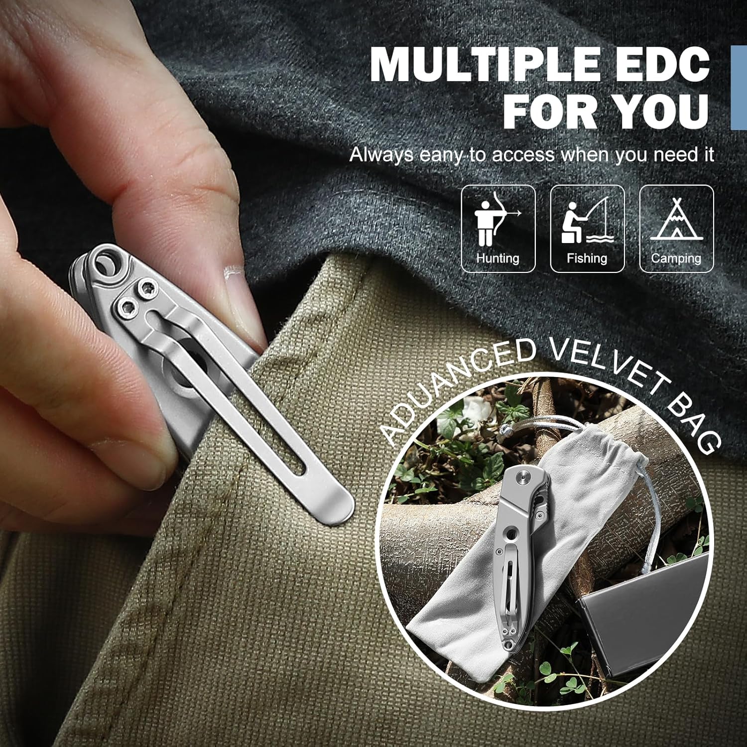 Folding Scalpel Pocket Knife ，EDC Utility Knife with 6pcs #60 Replaceable Blades, Outdoor Knife with Pocket Clip and Liner Lock，The Perfect Hunting Knife for Skinning Deer (Gray)