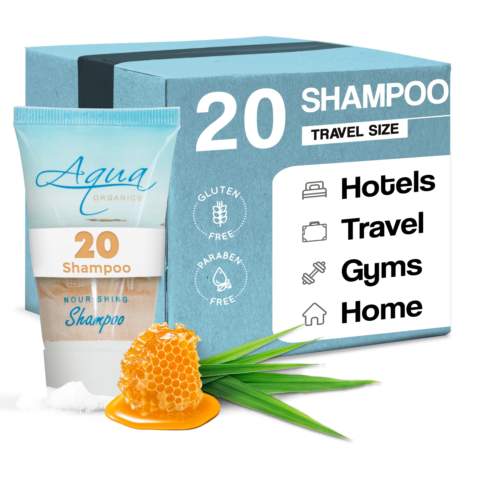 Aqua Organics Shampoo, Travel Size Hotel Amenities, 1 oz (Case of 20)