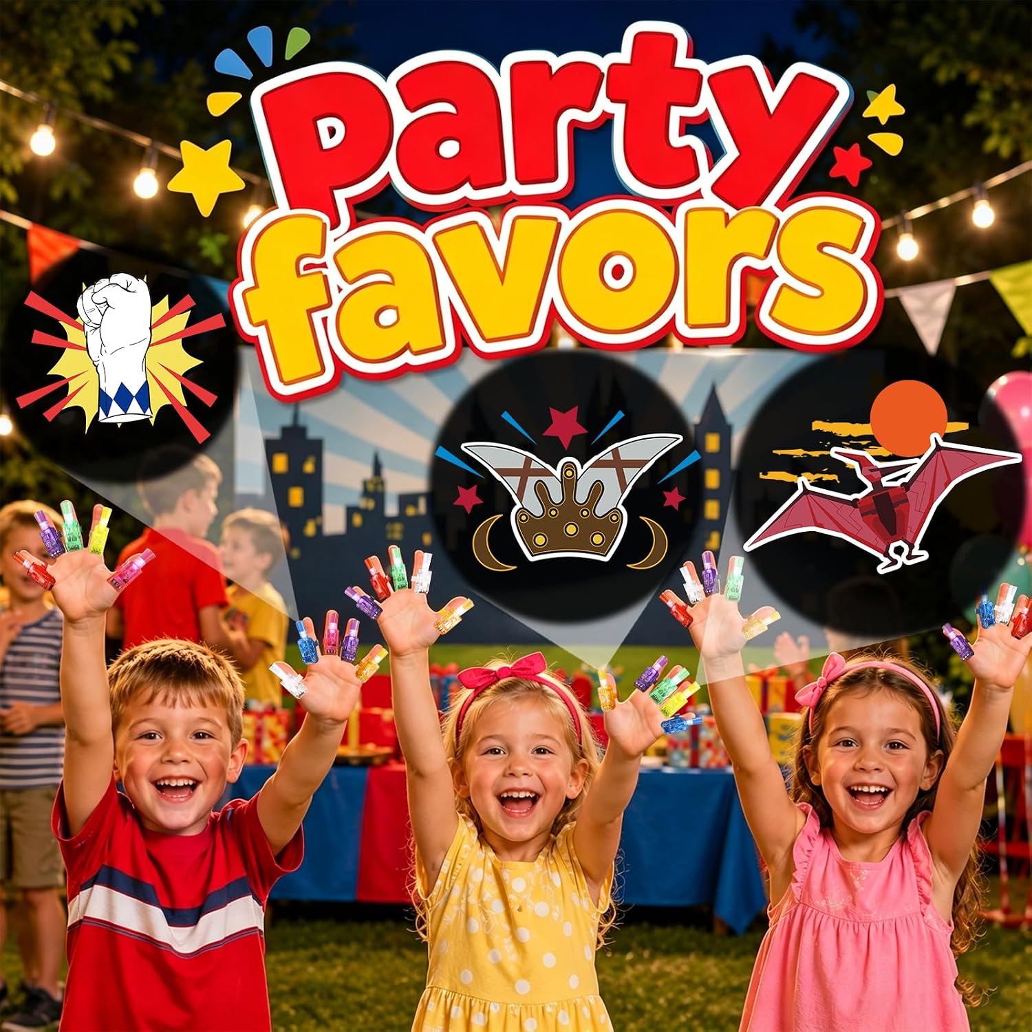 36 Pack Rangers Party Favors LED Finger Lights for Kids