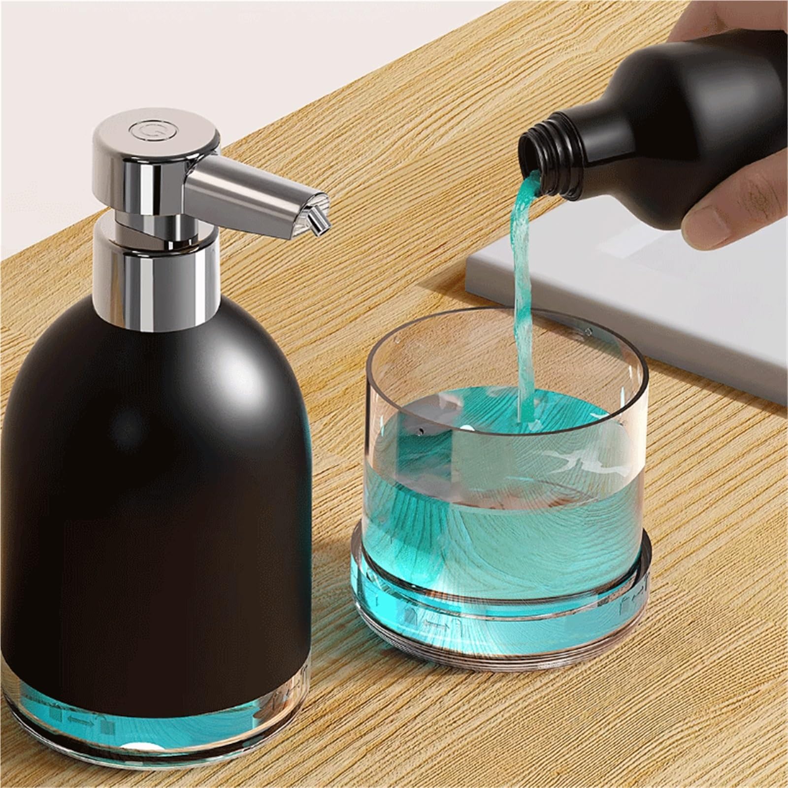 distributore di sapone Un dispenser di sapone in lega alluminio in bianco e nero elegante versatile, perfetto for bagni cucine(Bianco)