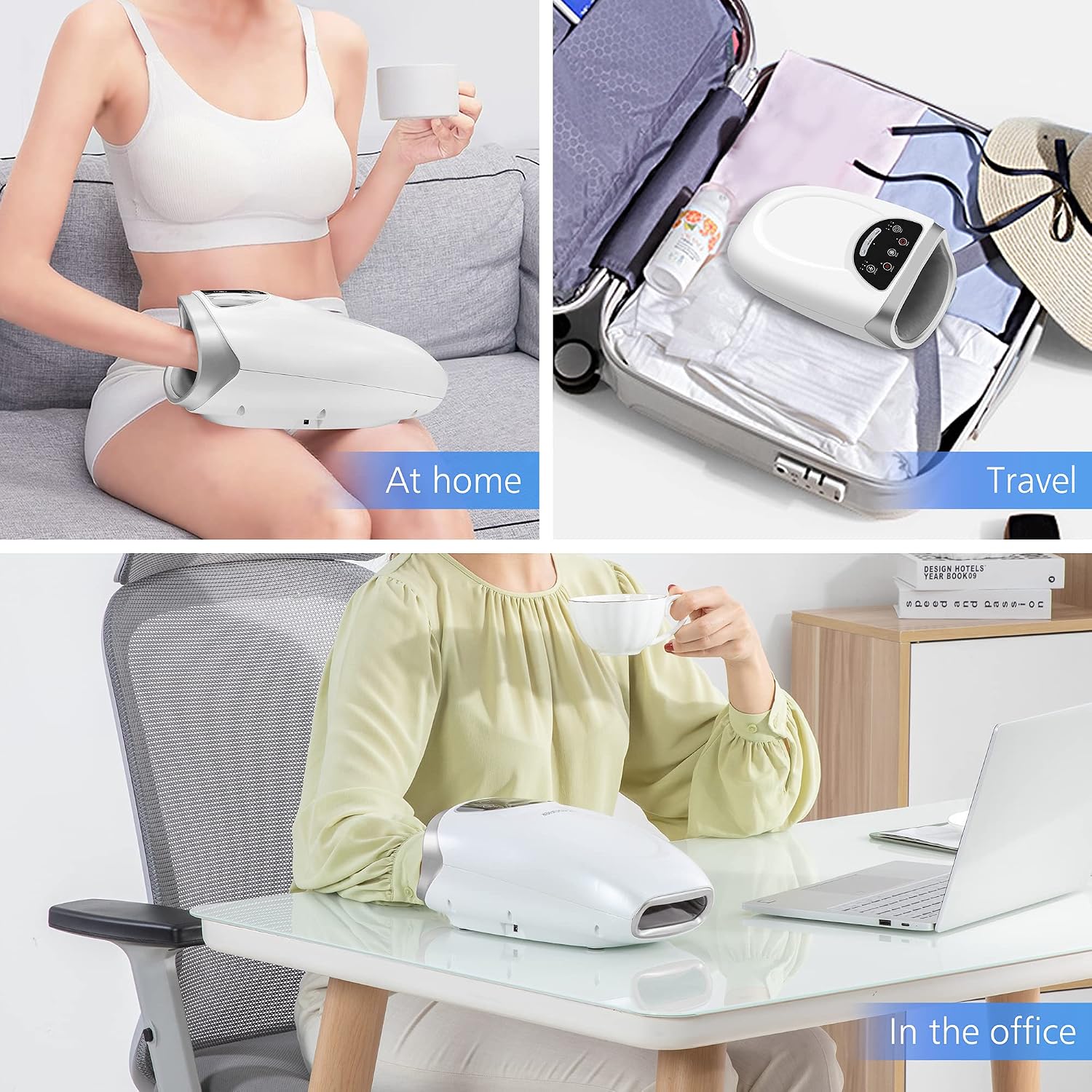 COMFIER Cordless Hand Massager Machine, Hand Massage with Heat Provides Compression 3 Modes & 3 Levels Pressure, Hand Massage for Arthritis,Carpal Tunnel,Finger to Wrist(Silver),Gifts for Men