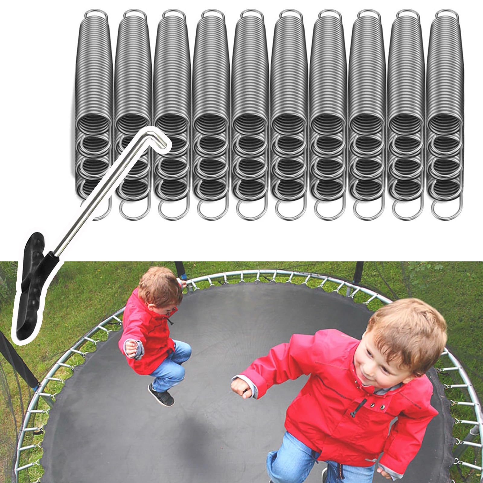 40 Stück Trampolin Federn Länge 88mm 100mm 116mm 130mm 140mm 165mm 178mm 210mm, Fitness-Trampolinfedern Ersatzfeder Trampolin Zugfeder Sprungfedern Spannfeder mit T-Haken