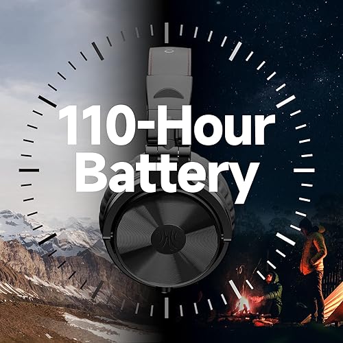 Vista 4 de OneOdio - Auriculares Bluetooth de diadema, 110 horas de sonido estéreo inalámbrico/con cable, auriculares plegables con graves profundos