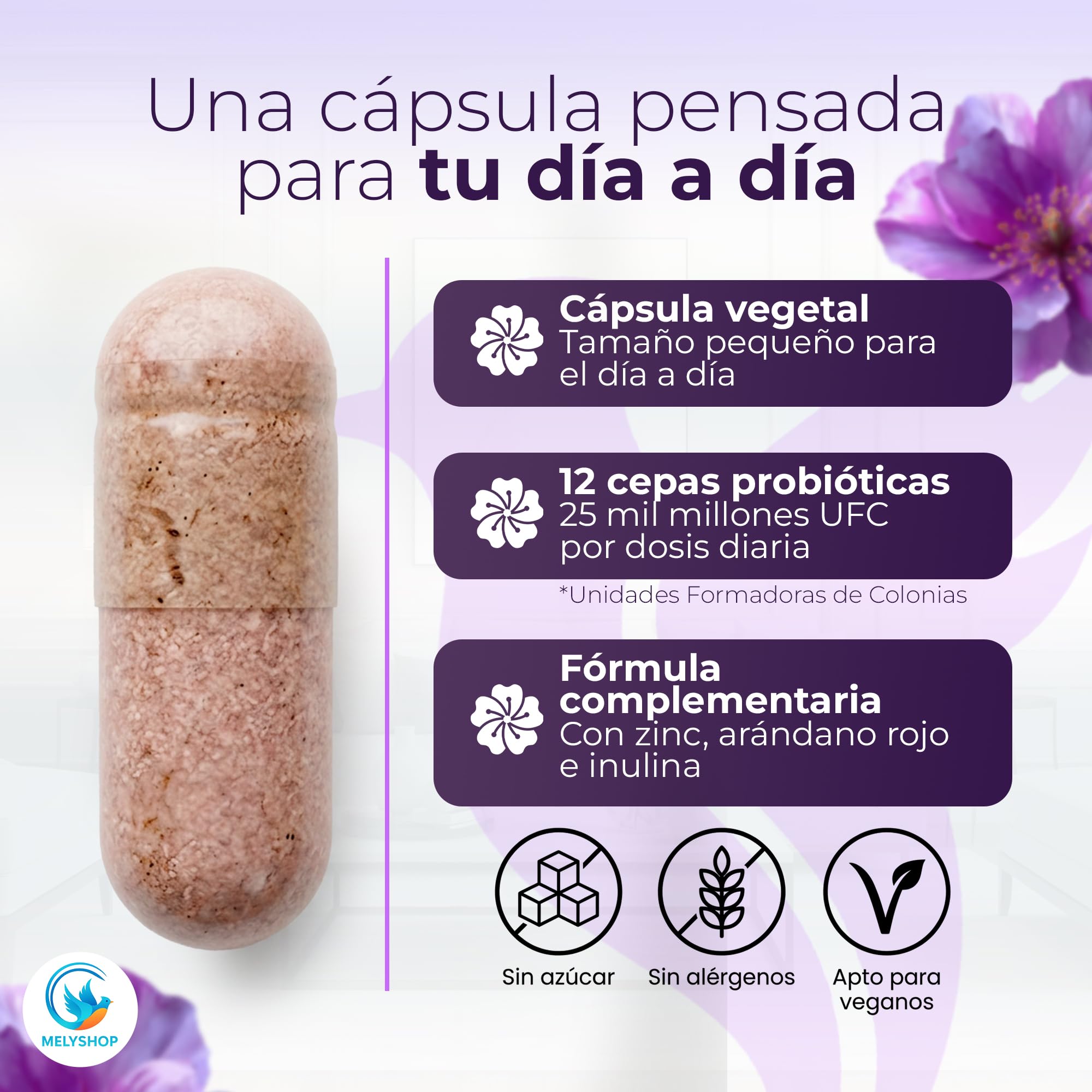 Flora Serena PRO - Probióticos Mujer Flora Íntima | Mezcla 12 Cepas, Arándano Rojo, Inulina y Zinc | Suplemento Avanzado para Equilibrar, Cuidar y Mejorar la Flora Intestinal y Digestiva