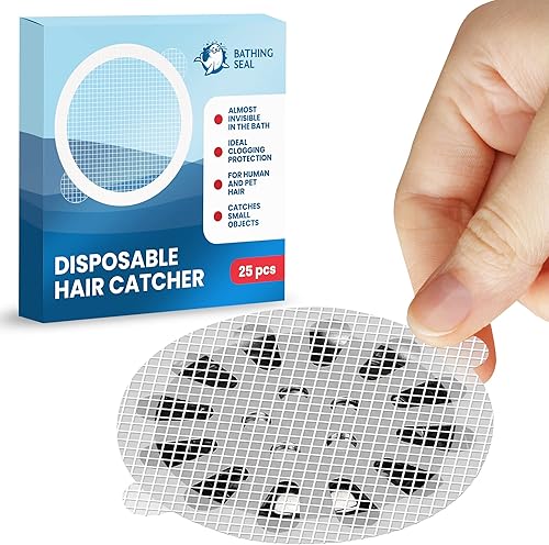 Pegatinas desechables de drenaje para ducha, calcomanías de malla blanca de 4.3 pulgadas, 25 unidades, fundas adhesivas, protector de drenaje de