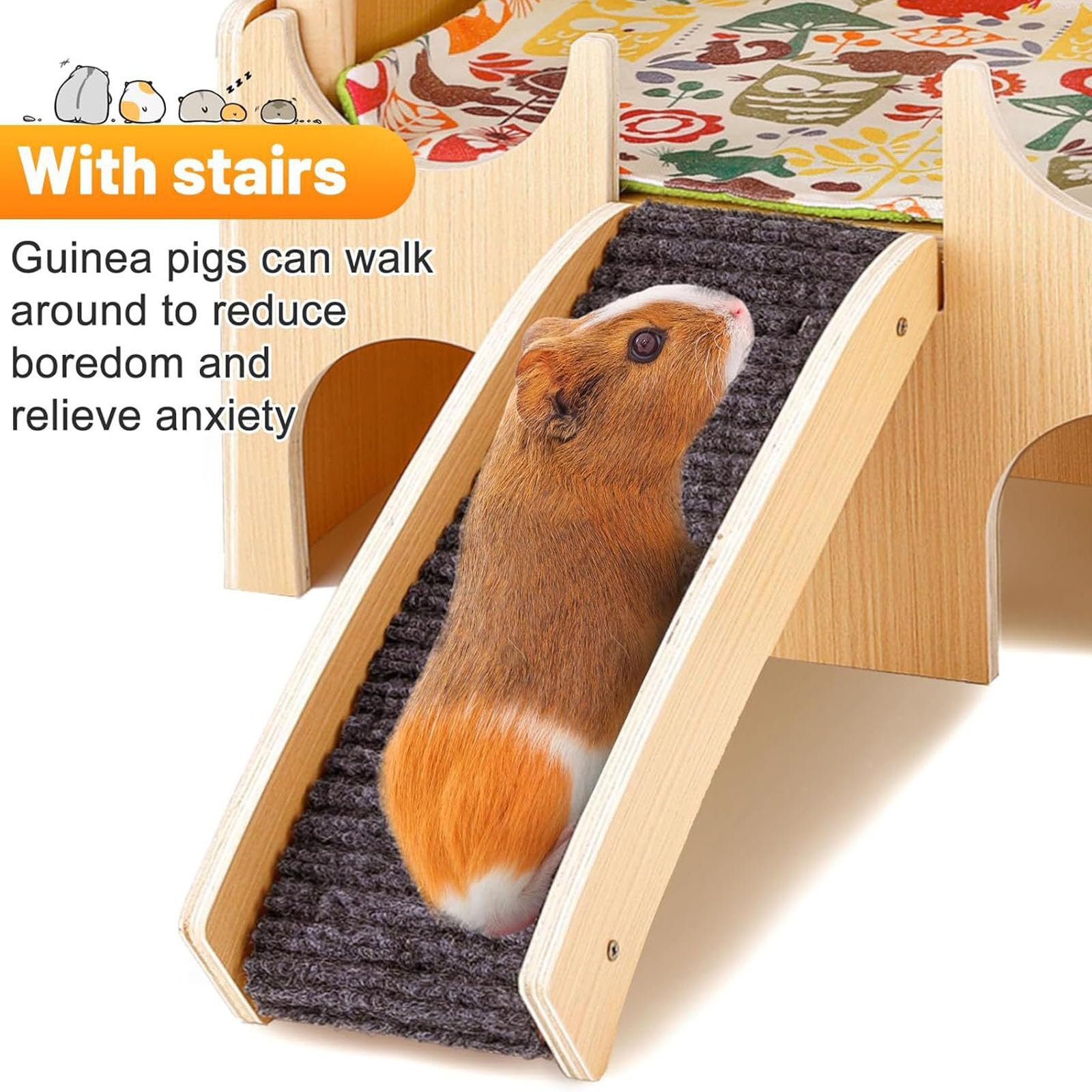 Casa per Criceti A Doppio Strato con Nascondigli Scorrevoli Antiscivolo Piccoli Animali Domestici Furetti Accessori Gabbie in Legno Nascondigli Piccoli Animali con Fori Ventilazione