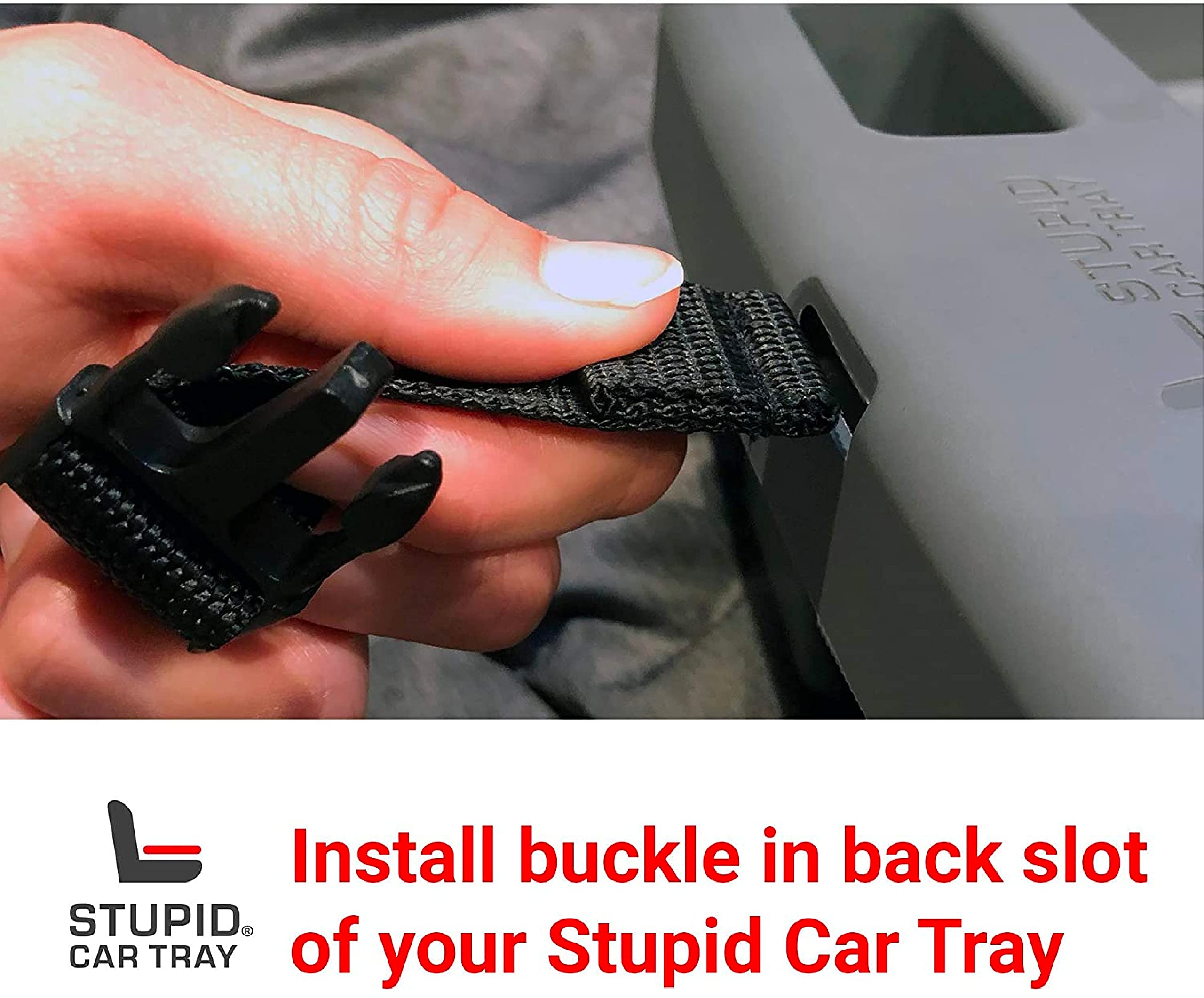 STUPID Car Tray - Seat Anchor - Security Belt for Car Tray - Made from Recycled Materials - 6 in