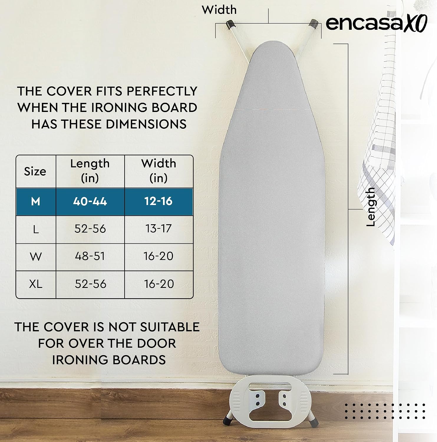 Encasa XO Ironing Board Cover and Pad 42"x14" Medium, Heat Proof image 2