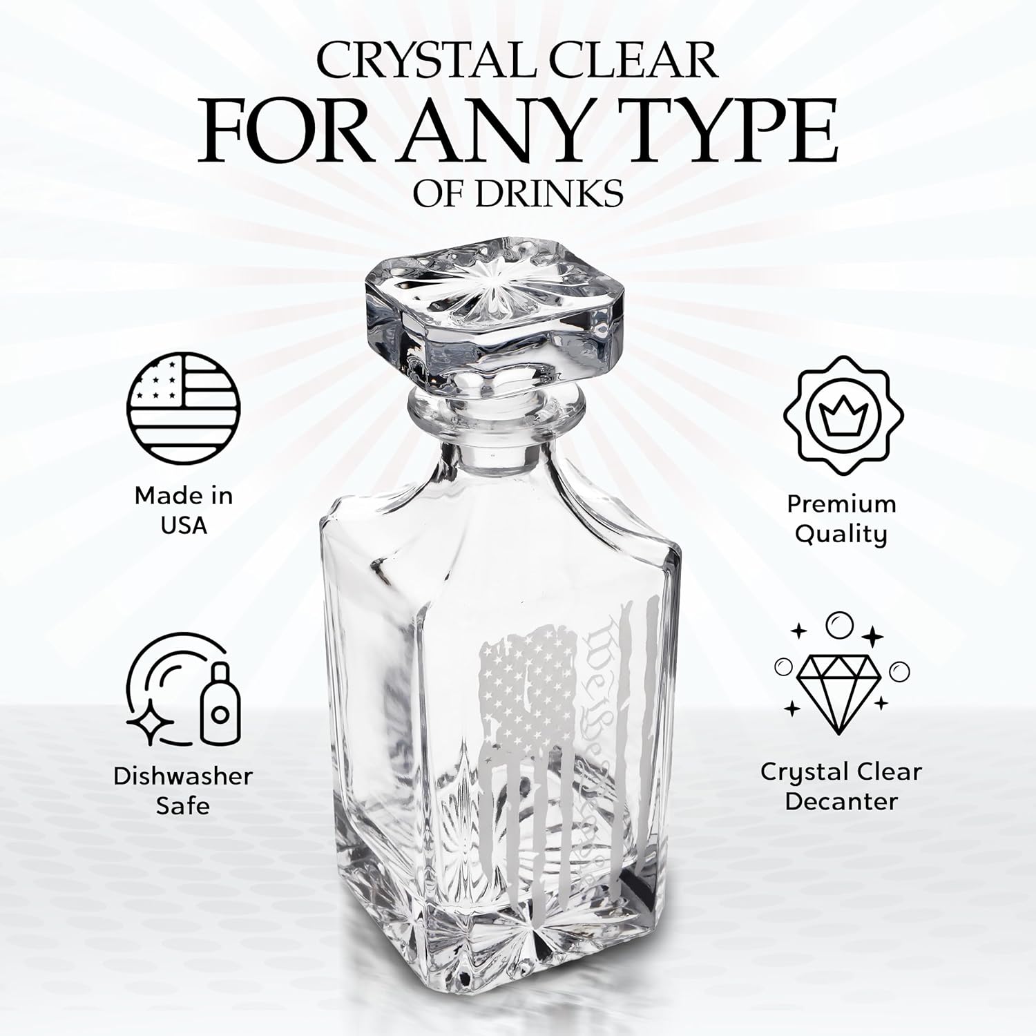 Rogue River Tactical We The People Constitution American Flag USA Patriotic Whiskey Decanter Airtight Glass Stopper Custom Gift For Men Dad Veteran Father's Day - Image 6