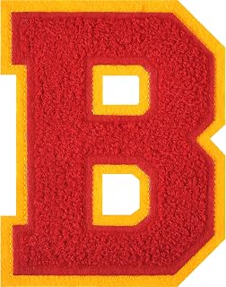 Single 4.5" Red Chenille Varsity Letter Patch,Iron-On Applique for Letterman Jackets,Backpacks,Hoodies,T-Shirts,Jeans,DIY Sew-On Letter Patches for Custom Clothing & School Uniforms
