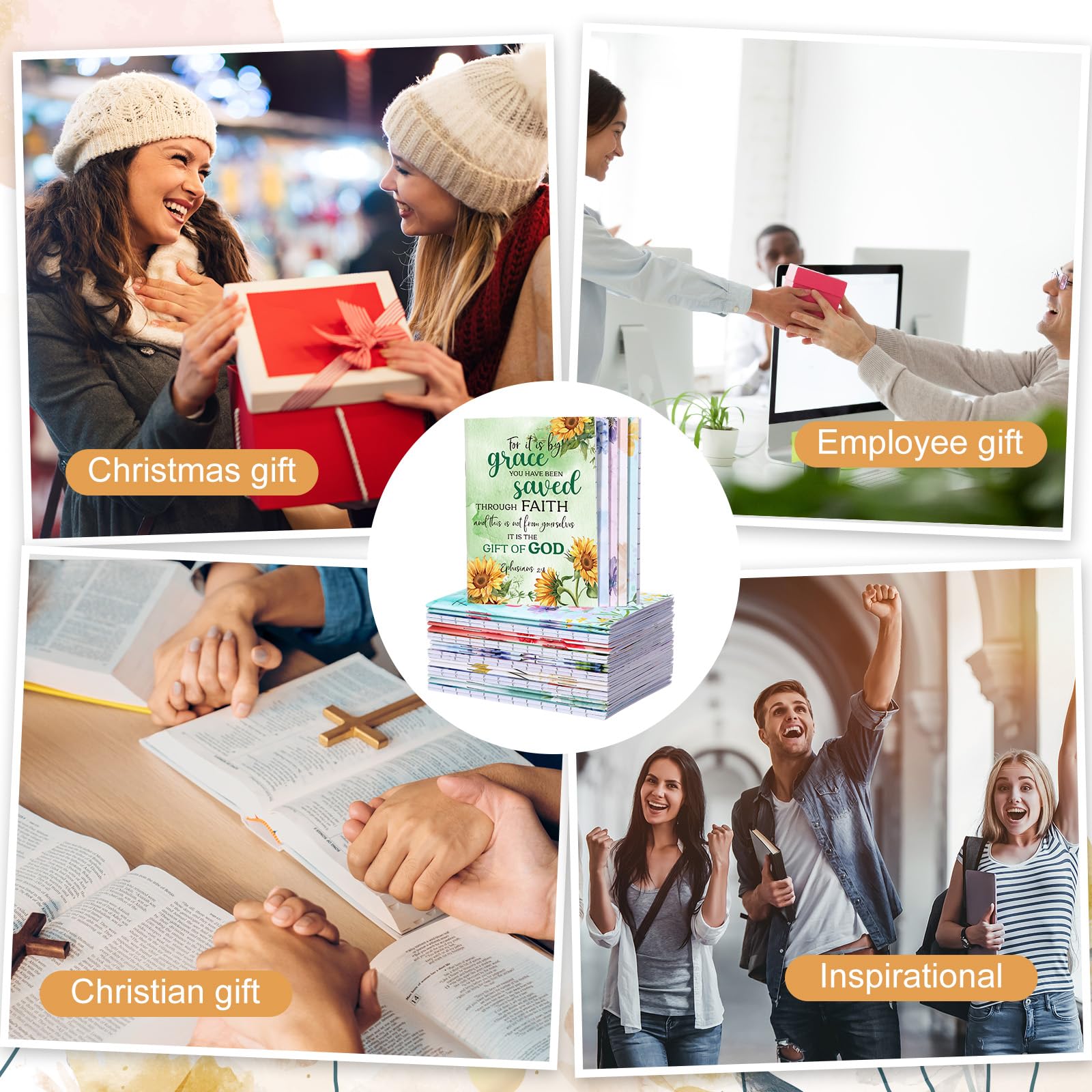 Kinlop Christliche Großpackung Geschenke für Frauen, Gebetstagebuch, kleiner Bibelvers, Notizbuch, religiöse, inspirierende Schrift, Zitate, Taschennotizblöcke für Weihnachten, Sonntag, Schule, Kirche