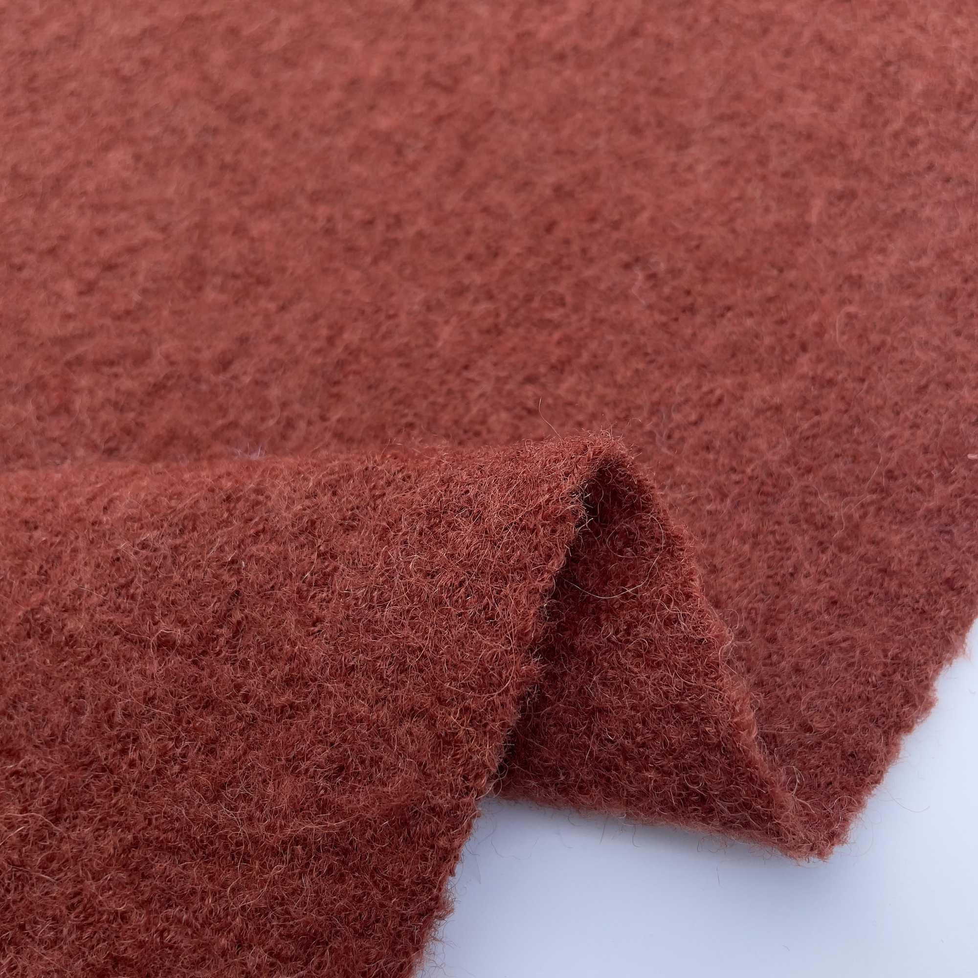 100% Boiled Wool Plain Coloured for Berets Scarf Coats Fabric Material | 380 GSM | 55" - 140 cm (Per Metre, Terracotta)