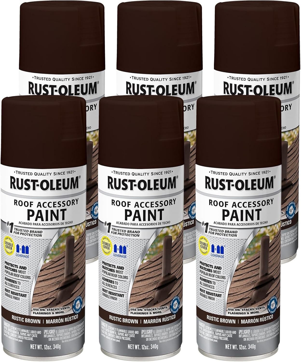 Rust-Oleum Roofing Accessory Coating Spray Paint, 12 oz, Weathered Wood, 6 Pack