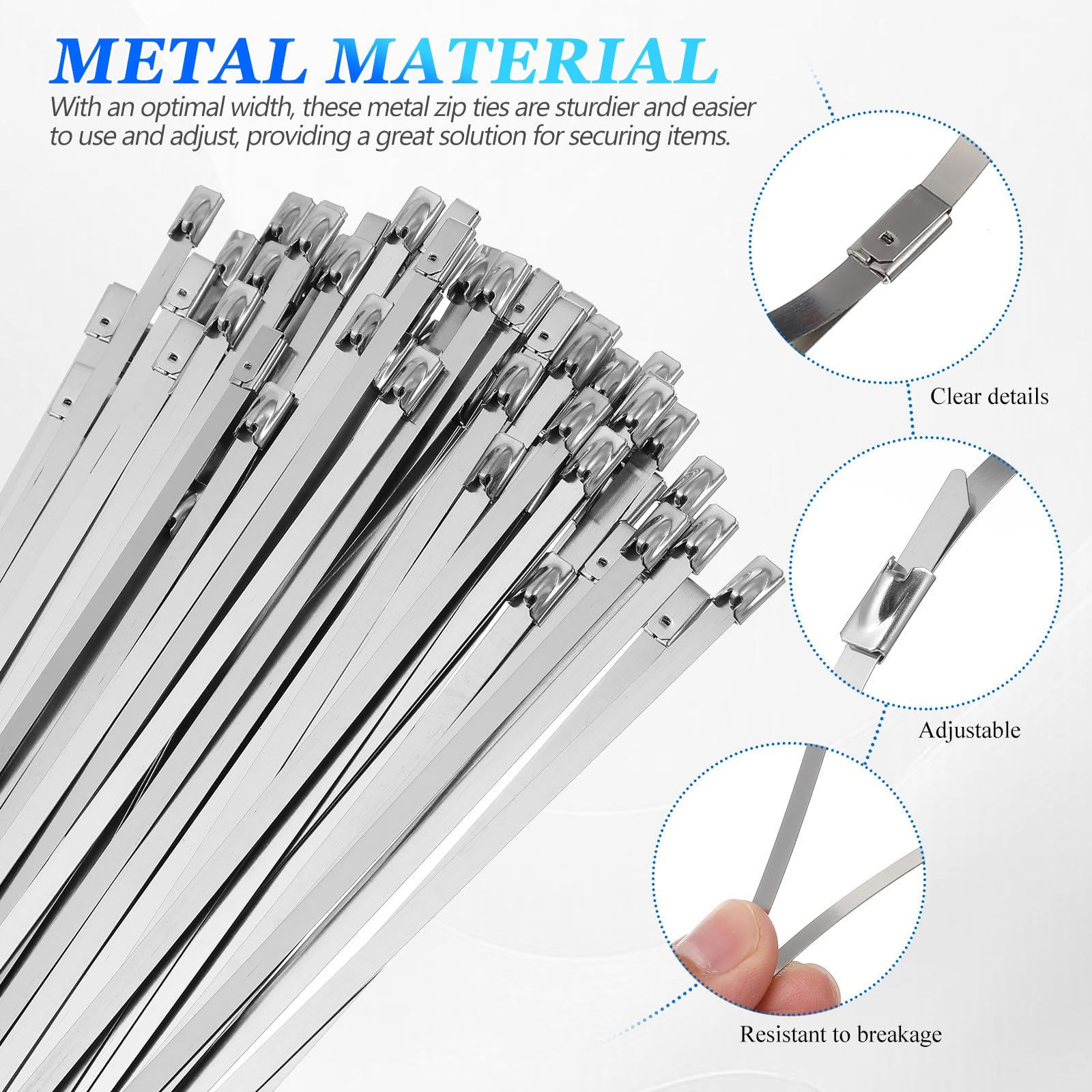 Alipis 500 Bridas de Acero Inoxidable Autoblocantes para Cables, Resistentes y Reutilizables, Ideales para Vehículos y Entornos Industriales