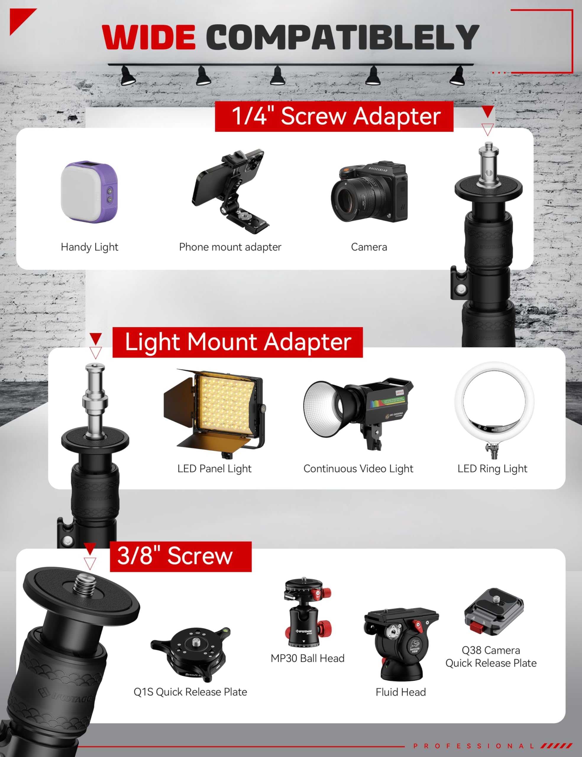 IFOOTAGE Cobra RB-A400 Monopiede con base rotonda, monopiede in alluminio per fotocamera, compatibilità con fotocamere DSLR e videocamere (201,6 cm/79,4 pollici, 2 confezioni)