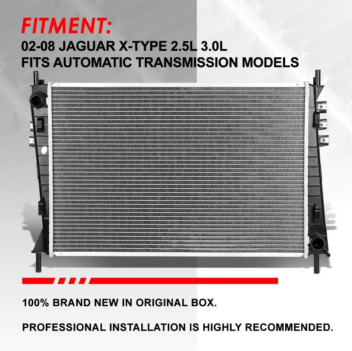 Auto Dynasty Radiator Compatible with 2002-2008 Jaguar X-Type 2.5L 3.0L AT, DPI 2622 Factory Style 1-Row Cooling Radiator, Aluminum Core
