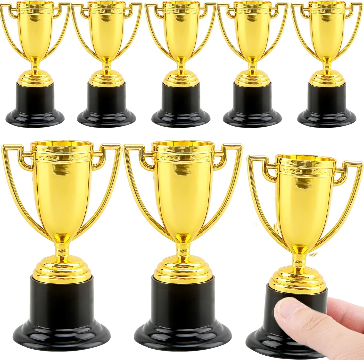 8個 6インチ ミニトロフィー プラスチック ゴールド トロフィー カップ 小型 トロフィー バルク 子供用 スポーツ トーナメント