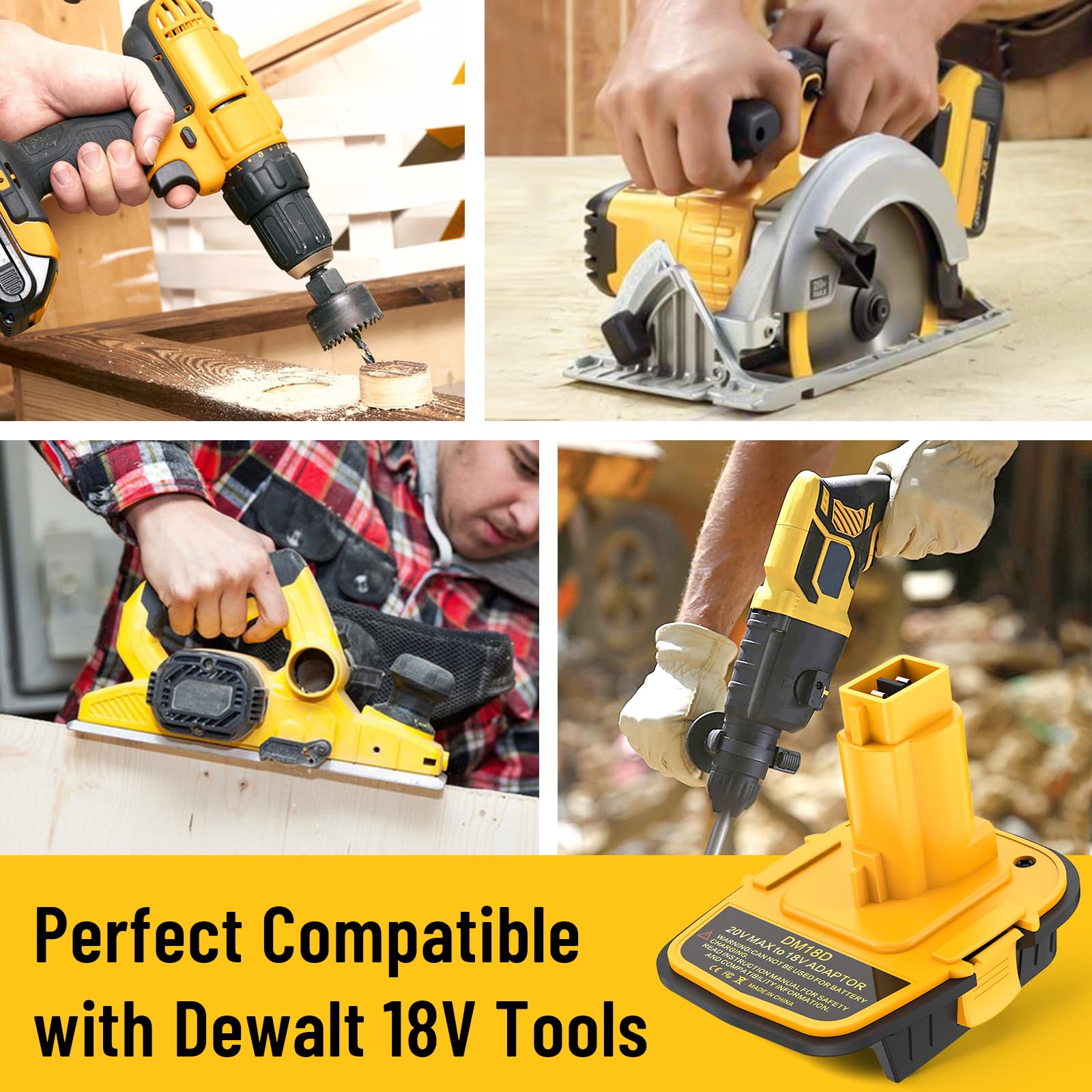 1 paquete de adaptador de batería DM18D con puerto USB para herramientas Dewalt de 18 V, convierte Dewalt de 20 V Li-ion o Milwaukee M18 18 V batería de iones de litio a Dewalt 18 V adaptador de