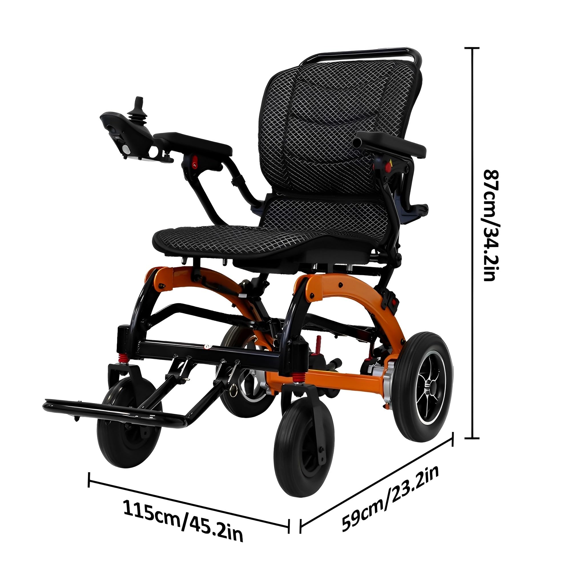 Silla de ruedas eléctrica plegable portátil ultraligera para adultos y personas mayores, motorizada todo terreno de 500 W, aprobada por aerolíneas, altura de pierna ajustable