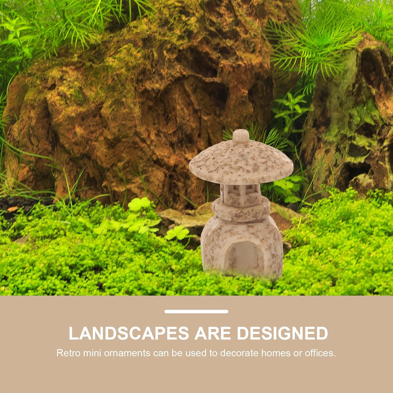 2pcs Miniature Pavilion Statue Resin Tower Decor for Mini Garden