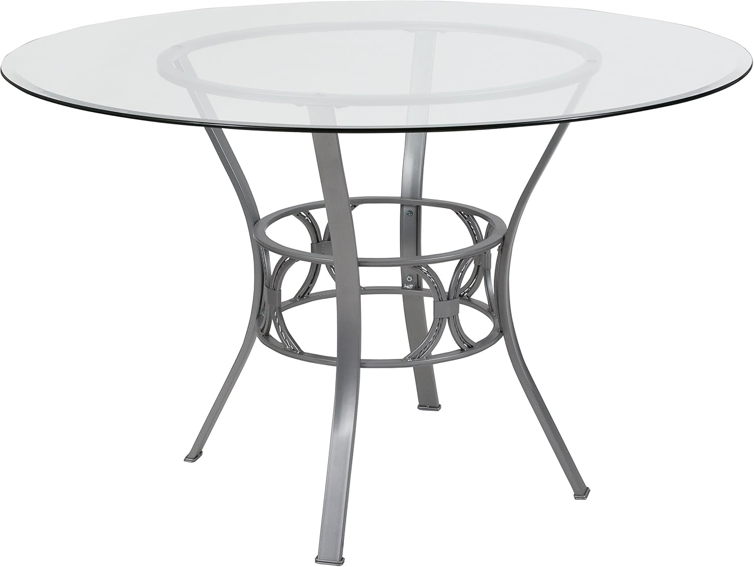 Flash Furniture Carlisle Round Glass Dining Table With Metal Frame 42'' Matte Gold