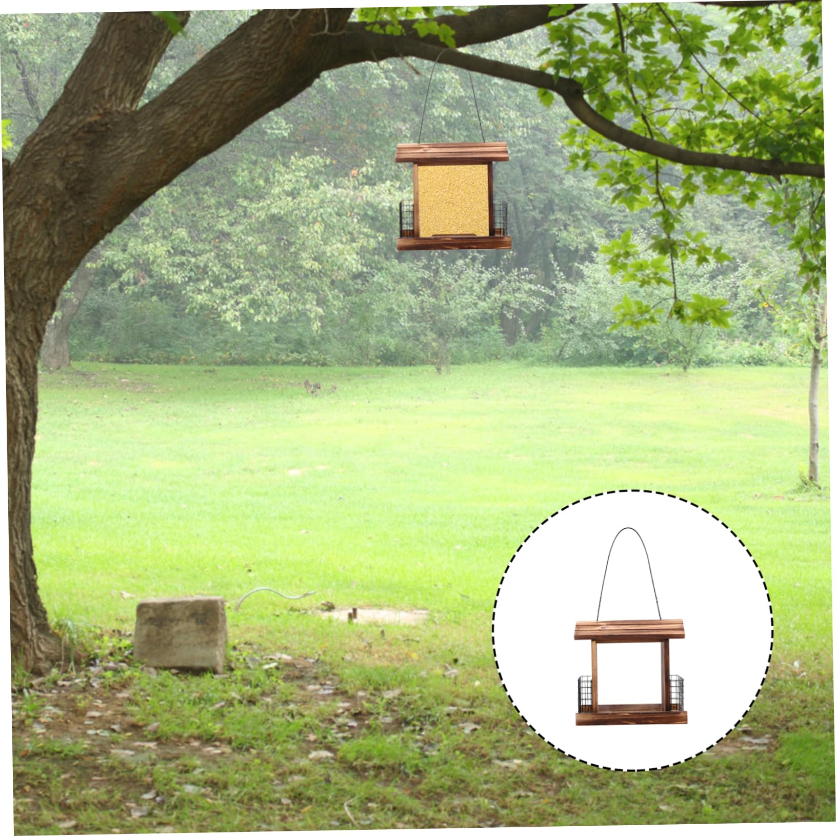 Toddmomy Mangiatoia per Uccelli da Esterno in Legno Creativo Ampio Spazio Capacità, Funzionalità Pratica per Giardino e Alimentazione Uccelli