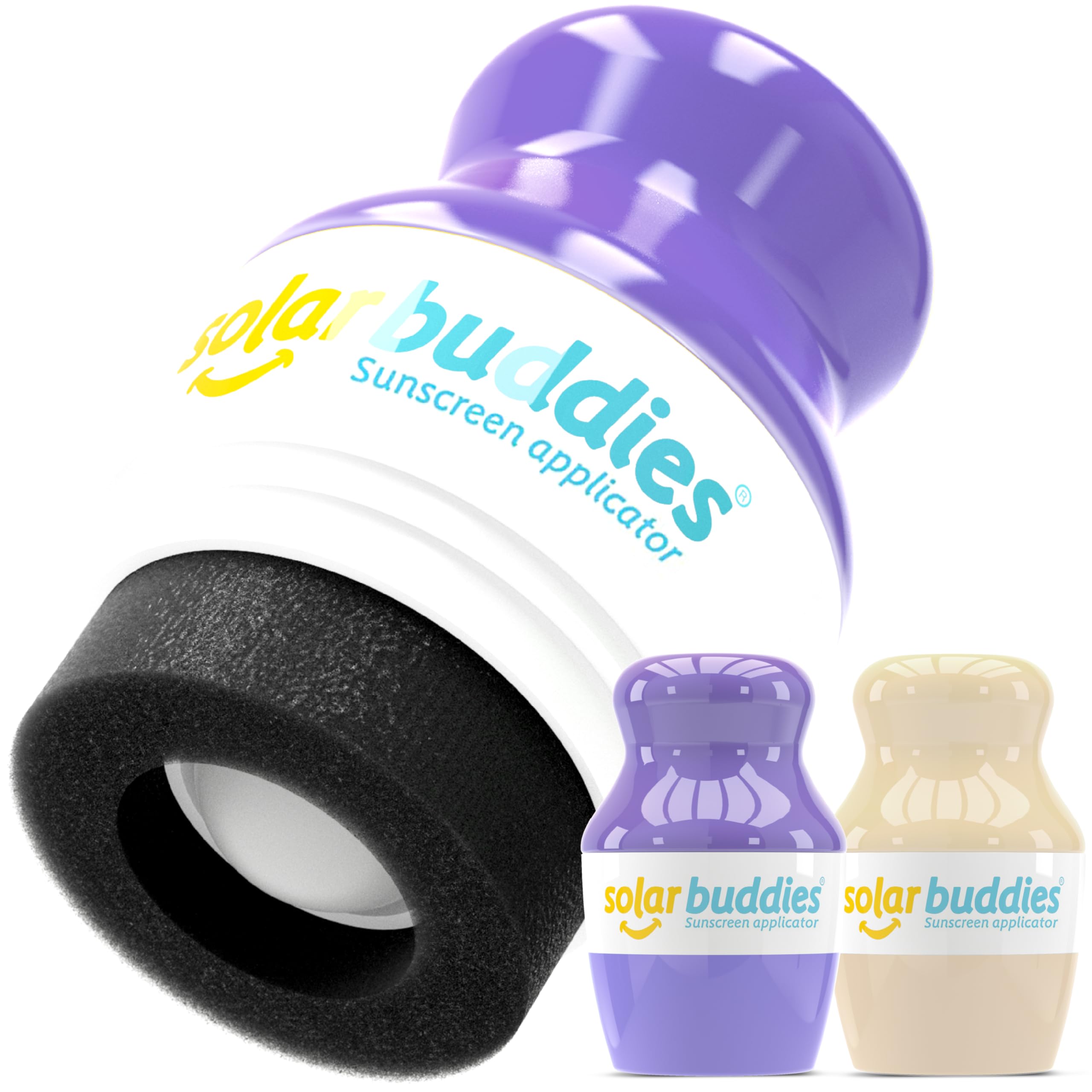 Solar Buddies Sunscreen Applicator- Full Purple & Nude Duo- BPA-Free Refillable Roll on Sponge Sunscreen,Suncream & Lotion Applicator For Kids,Adults & Families-Holds 3.4fl oz,Perfect Size for Travel