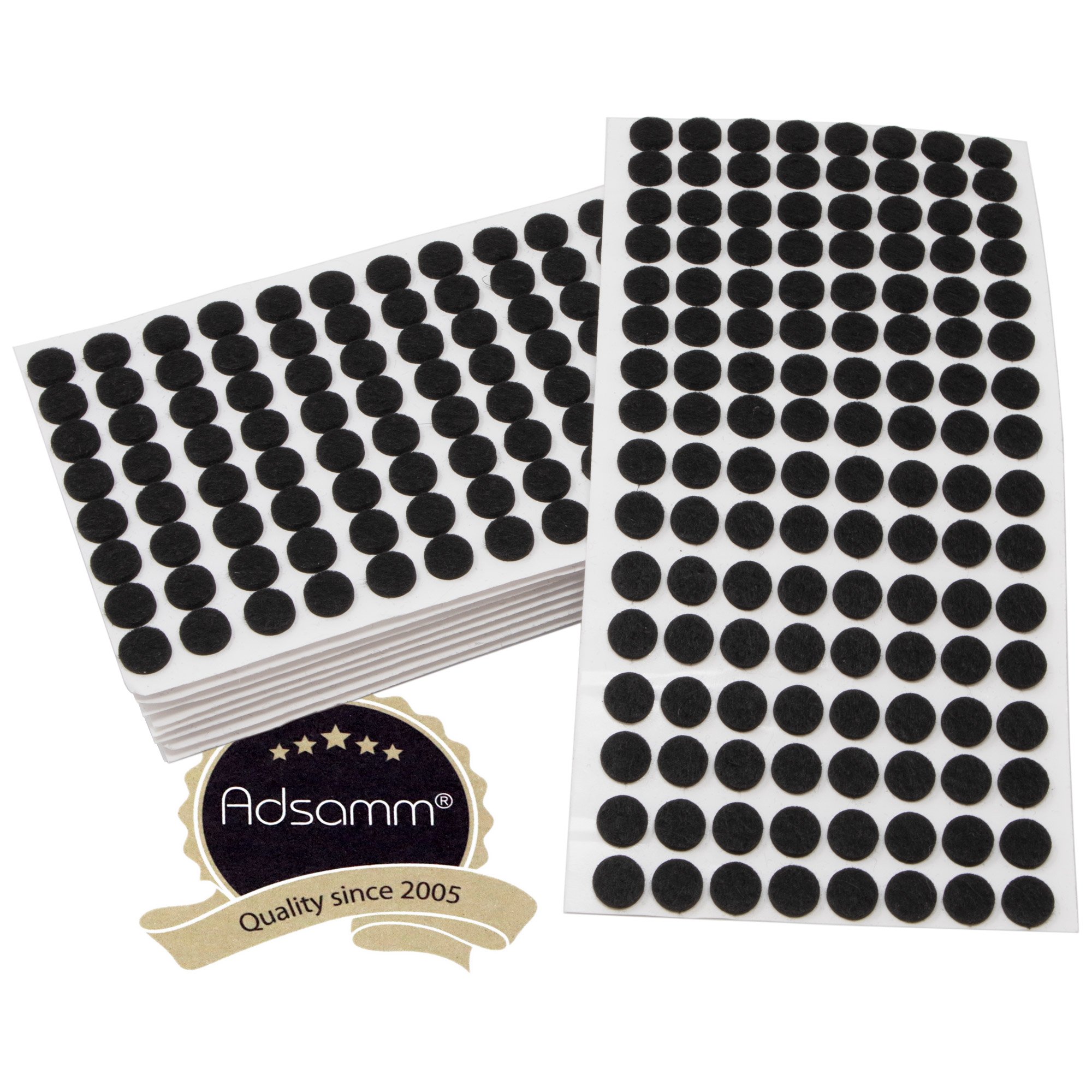 Adsamm Black Adsamm® / 1280 X Self-Adhesive Felt Pads/Black/Ø 0.47'' (Ø 12 Mm) / Round / 0.138'' / 3.5 Mm Thick Stick-On Furniture Felt Glides/Furniture & Chair Glides