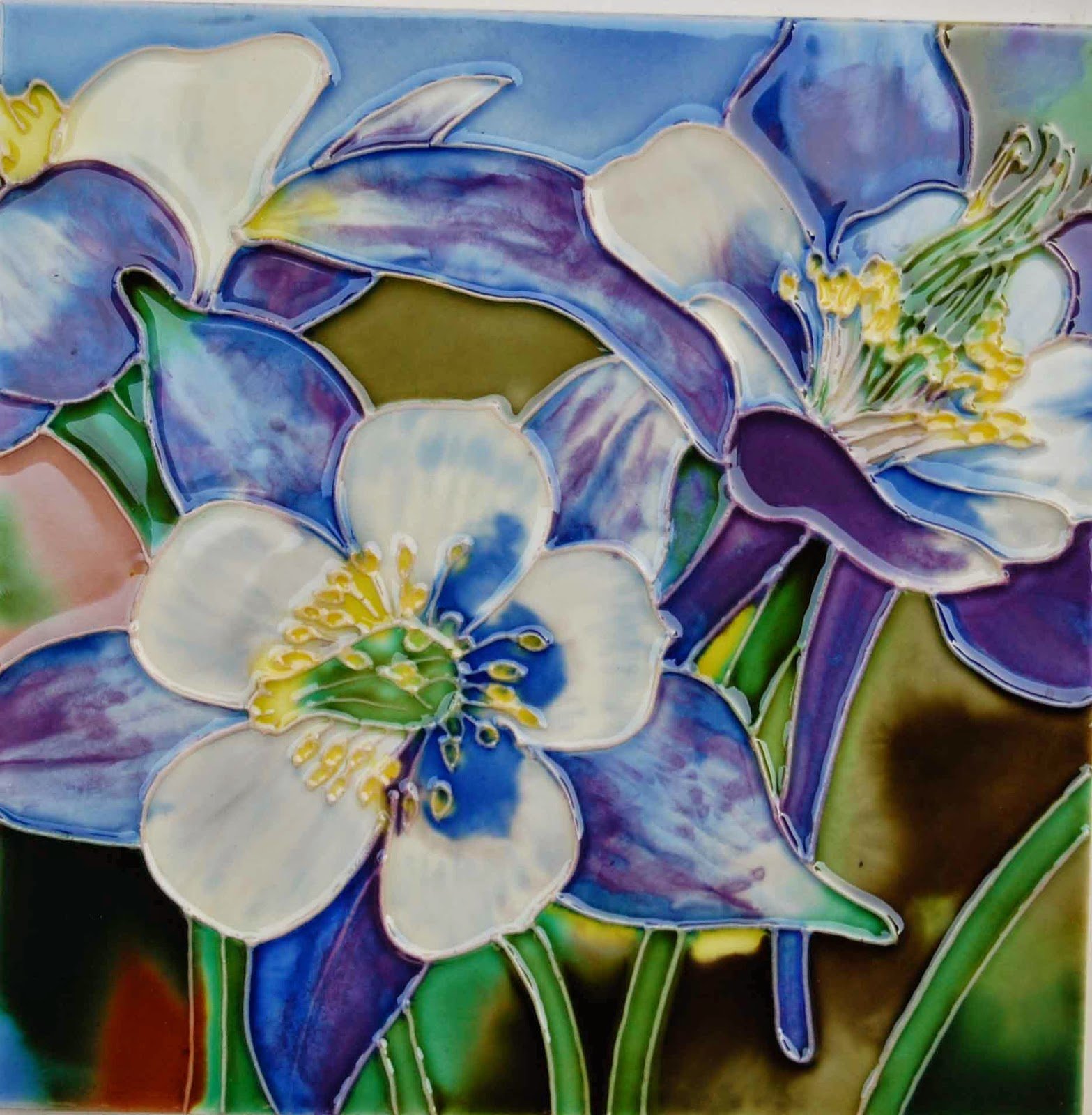 Amazon.com: Tile Craft 6 X 6 INCH COLUMBINE FLOWER ART TILE : Home