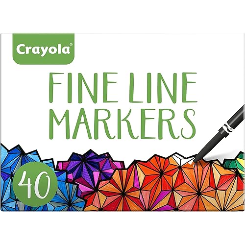 Crayola Fine Line Markers for Adults (40ct), Skinny Marker Set for Adult Coloring Books, Aesthetic Art Supplies, Stress Relief Activity, Coloring Supplies